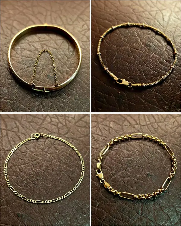 Gold bangle and bracelets
