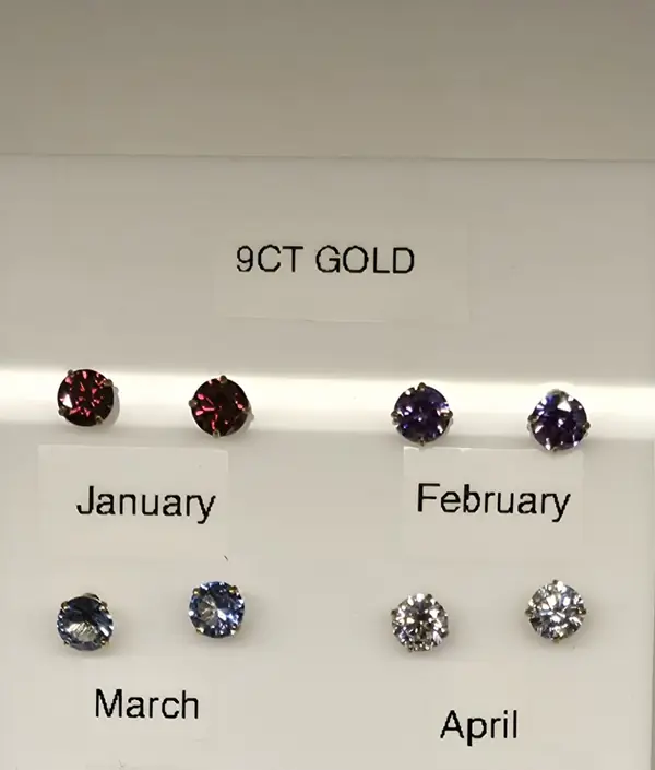 9ct gold birthstone earrings