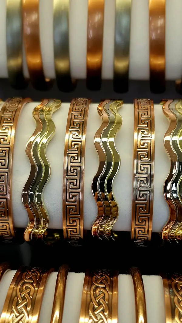 Bangles with Greek key patterns